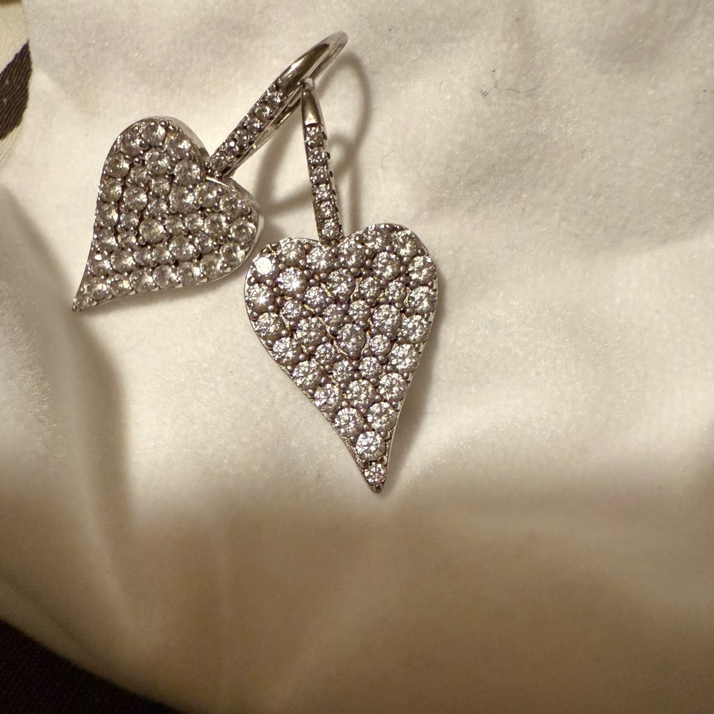 Elegant Silver Heart Pendant Earrings